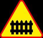 Znak A-9 - przejazd kolejowy z zaporami